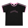 On Froze Cropped Ringer Tee | Black - Pink