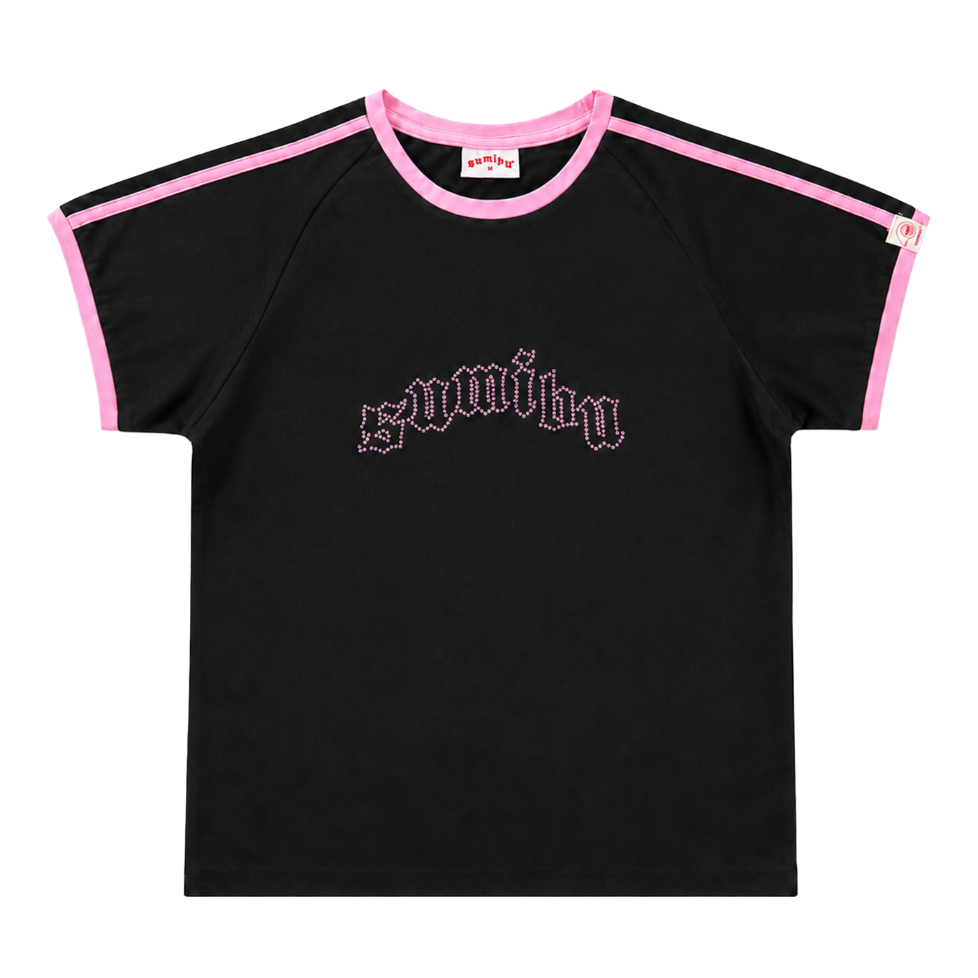 On Froze Cropped Ringer Tee | Black - Pink