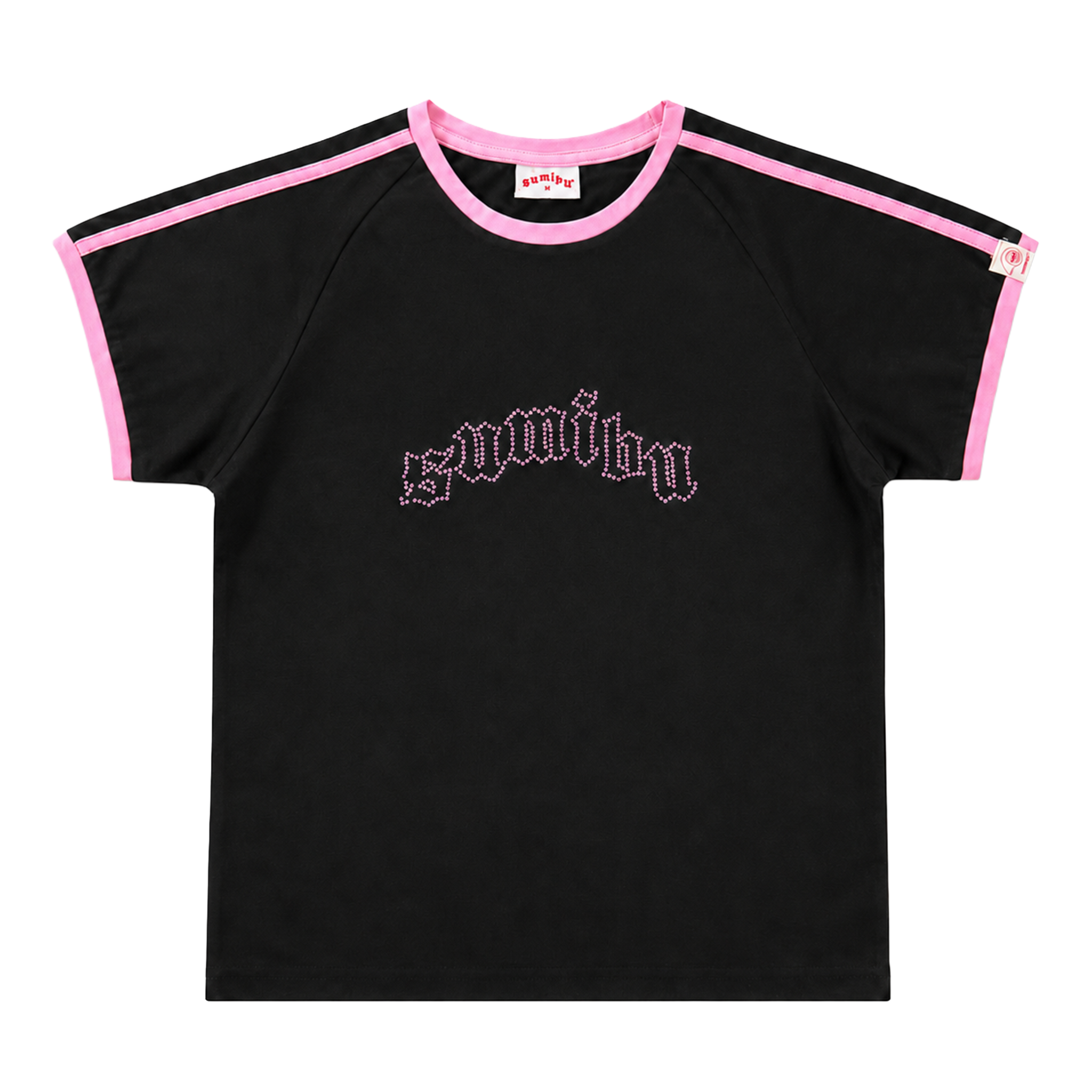 On Froze Cropped Ringer Tee | Black - Pink