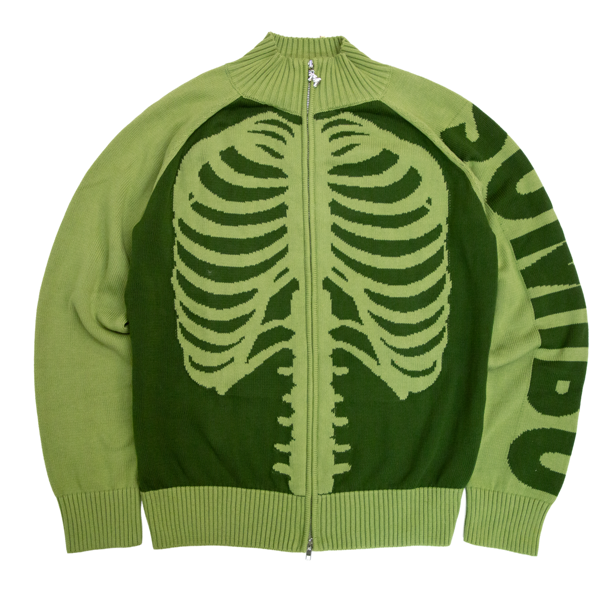 X-Ray Knitted Zip Sweater | Gass Green