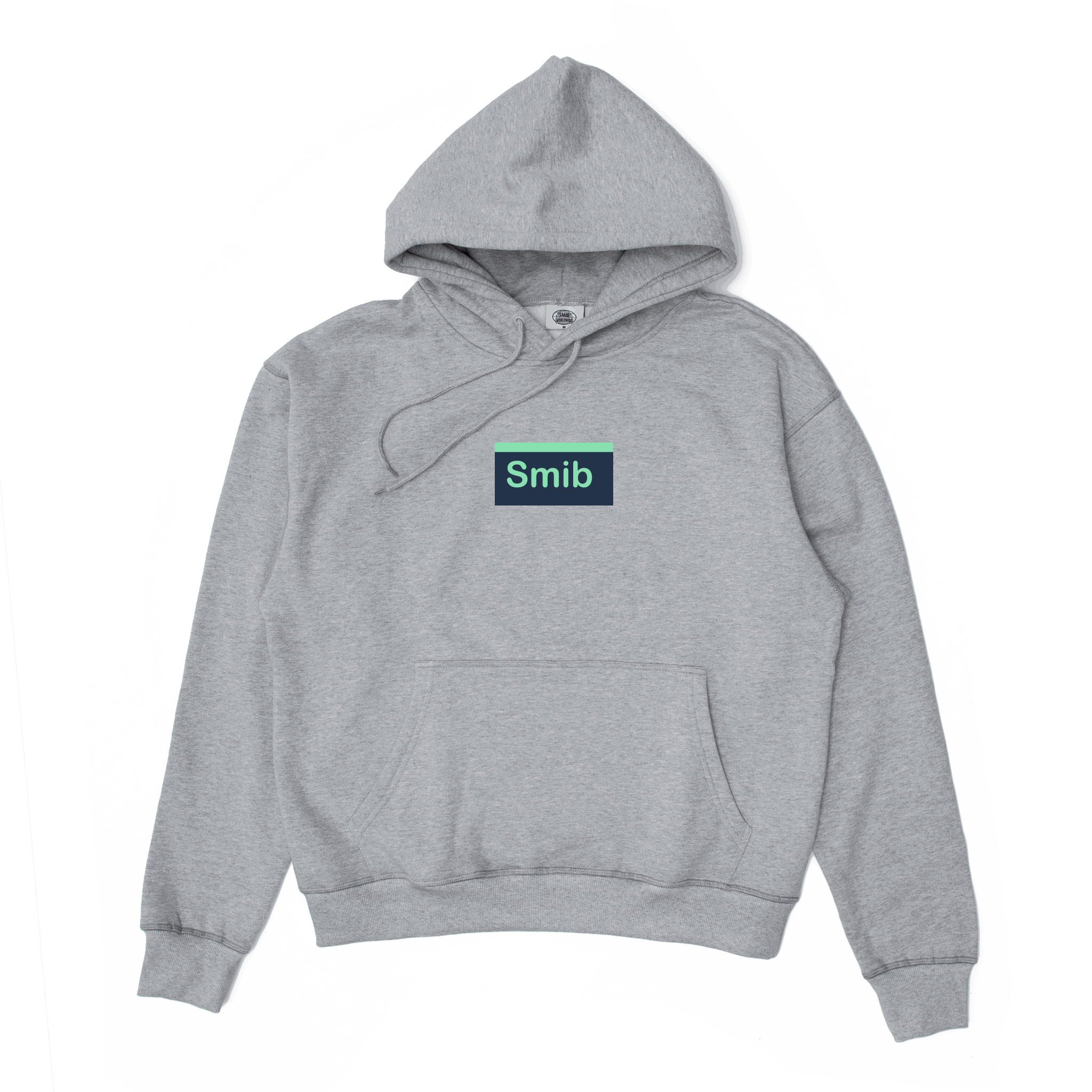 Smib x Mascotte FUCK OV Hoodie in grey melange with Smib logo on front, kangaroo pockets, ribbed cuffs, and embroidered hood logo.