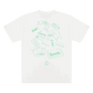 White Smib x Mascotte F*CK OV Rolling Tee with screen-printed rolling design on the back